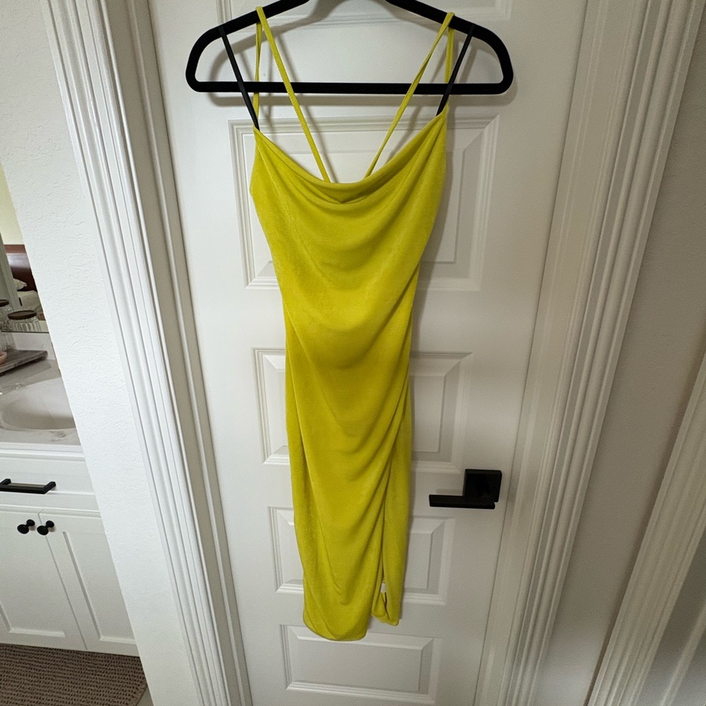 Bright yellow midi dress NWT - size S
